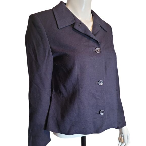 TALBOTS Black Wool Blazer Jacket 10P USA Made Classic Career Minimalist Quietlux - Picture 9 of 11